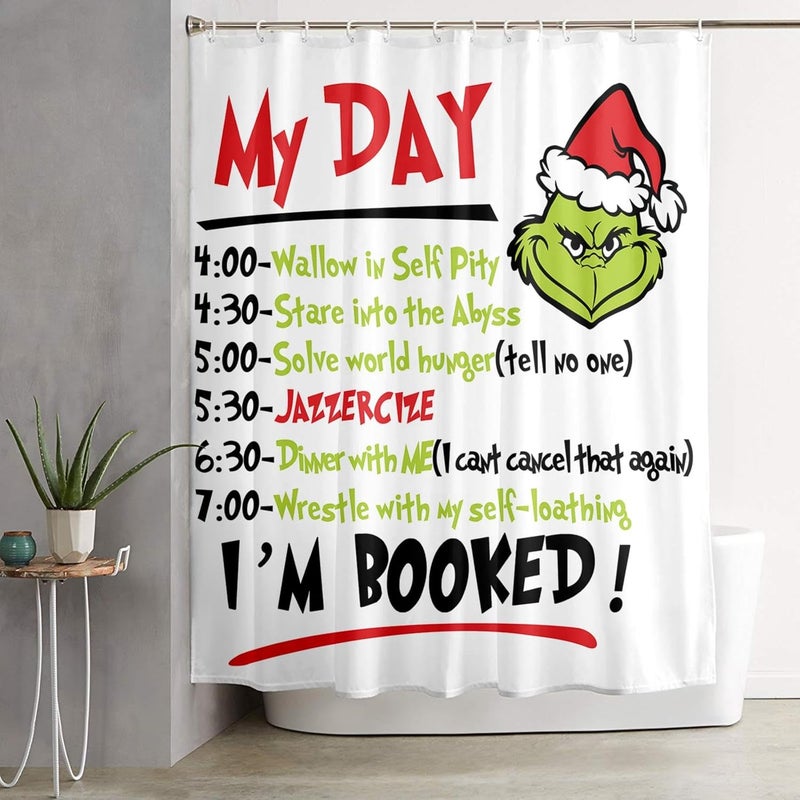 SHOCAWS Christmas Shower Curtain 72x72 Inches - Polyester Fabric with Weighted Hem Design, Includes 12 Hooks, Xmas Holiday Bathroom Decor - Image 3